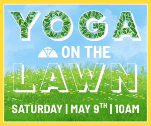 Yoga On The Lawn Graphic With Grass And Blue Sky